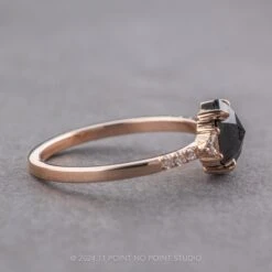 .95 Carat Black Speckled Hexagon Diamond Engagement Ring, Eliza Setting, 14k Rose Gold 12 .95 Carat Black Speckled Hexagon Diamond Engagement Ring, Eliza Setting, 14k Rose Gold -Point No Point Studio Store 240410 2