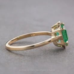 1.34 Carat Hexagon Emerald Engagement Ring, Cadre Setting, 14k Yellow Gold -Point No Point Studio Store 240417 2
