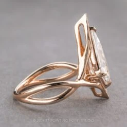 2.01 Carat Kite Moissanite And Diamond Engagement Ring, Twisted Arwen Setting, 14k Rose Gold -Point No Point Studio Store 240419RG 2