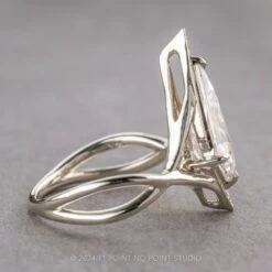 2.01 Carat Kite Moissanite And Diamond Engagement Ring, Twisted Arwen Setting, Platinum 6 2.01 Carat Kite Moissanite And Diamond Engagement Ring, Twisted Arwen Setting, Platinum -Point No Point Studio Store 240419WG 2