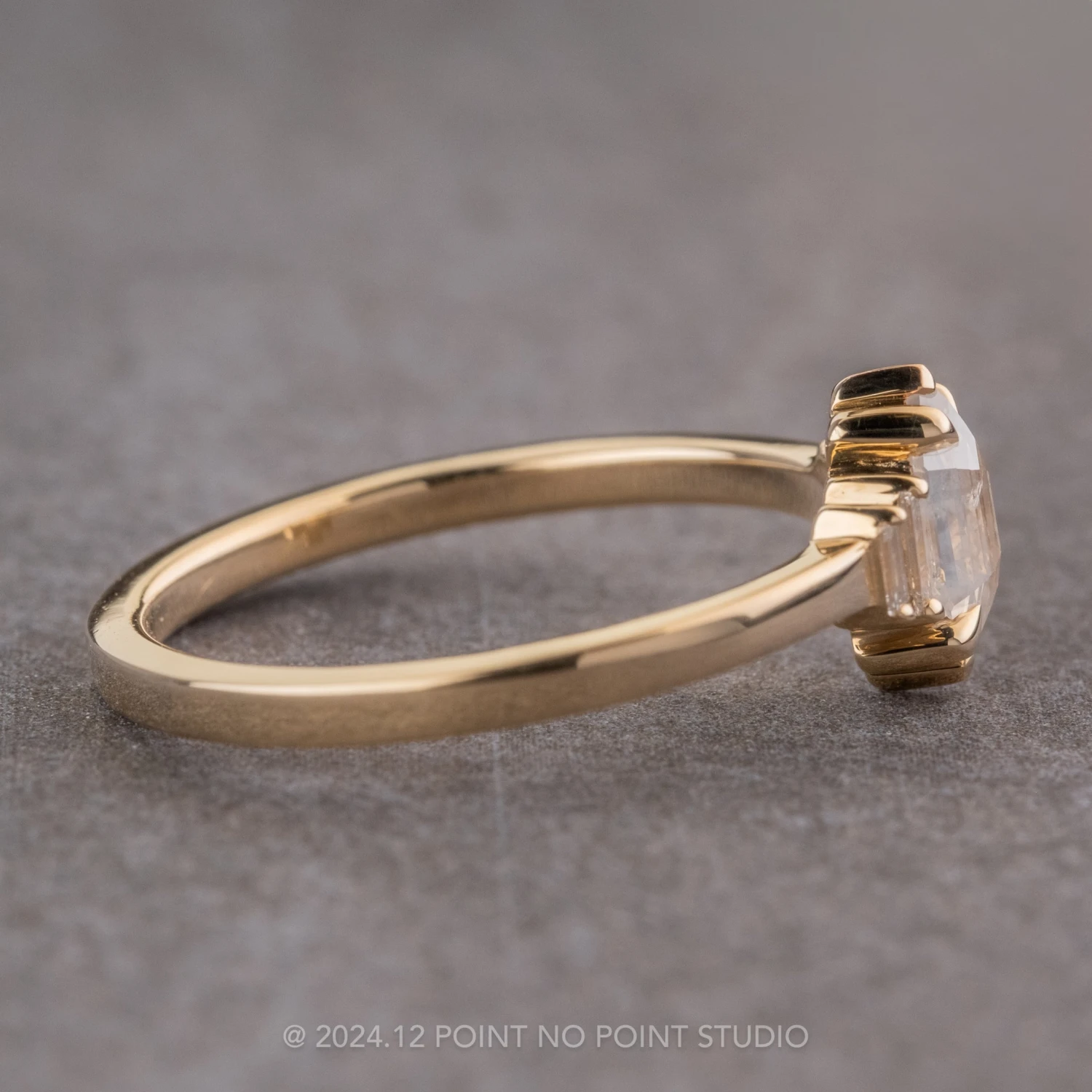 .52 Carat Icy White Hexagon Diamond Engagement Ring, Betty Setting, 14K Yellow Gold 5 .52 Carat Icy White Hexagon Diamond Engagement Ring, Betty Setting, 14K Yellow Gold - Image 5