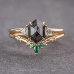 1.76 Carat Black Hexagon Diamond Engagement Ring, Zoe Setting, 14k Yellow Gold 11 1.76 Carat Black Hexagon Diamond Engagement Ring, Zoe Setting, 14k Yellow Gold -Point No Point Studio Store 240436 3