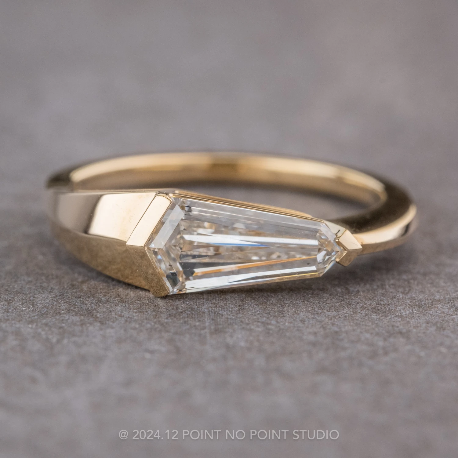 1.10 Carat Clear Shield Diamond Engagement Ring, Alex Setting, 14K Yellow Gold 1 1.10 Carat Clear Shield Diamond Engagement Ring, Alex Setting, 14K Yellow Gold