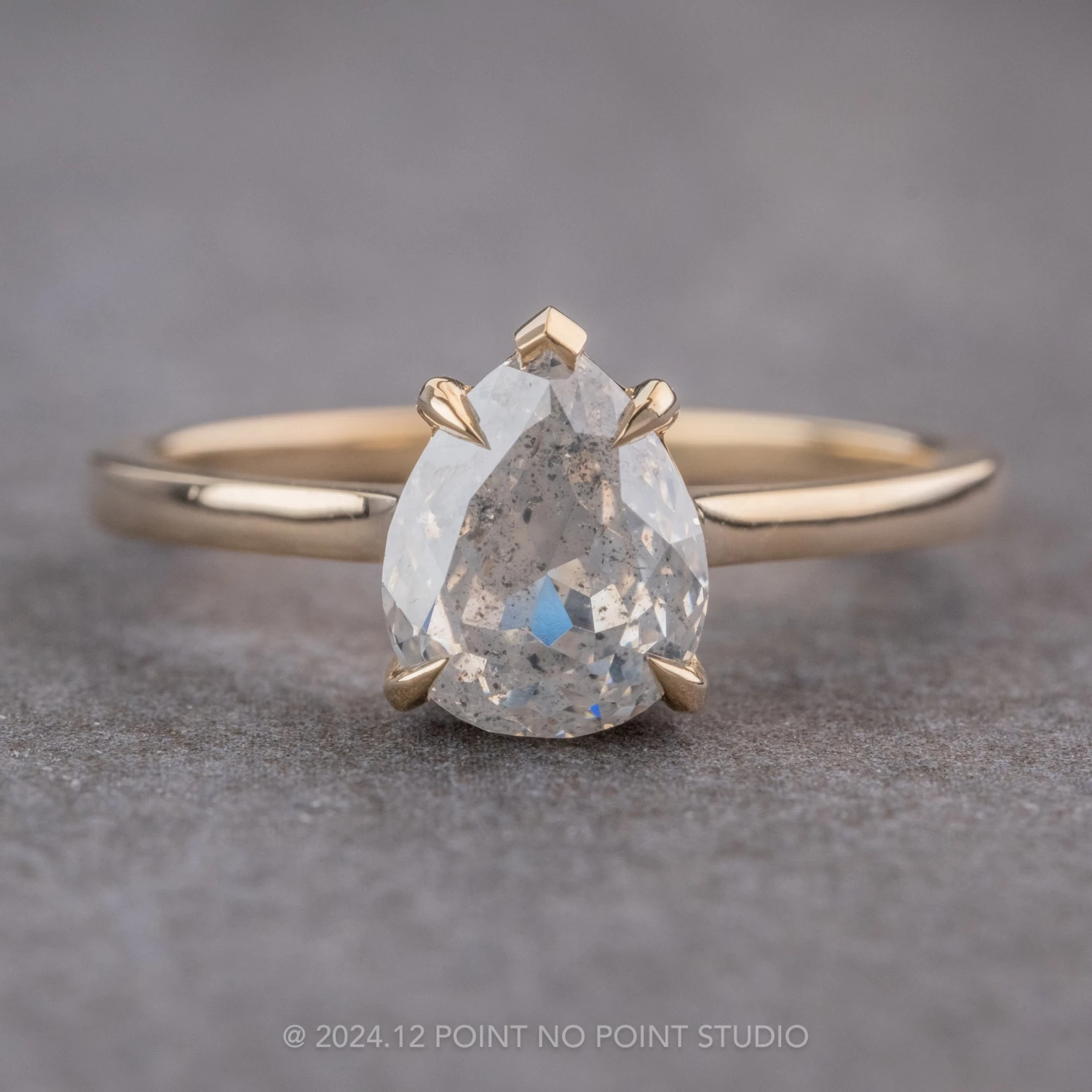 1.87 Carat Icy Grey Pear Diamond Engagement Ring, Lark Setting, 14K Yellow Gold 1 1.87 Carat Icy Grey Pear Diamond Engagement Ring, Lark Setting, 14K Yellow Gold
