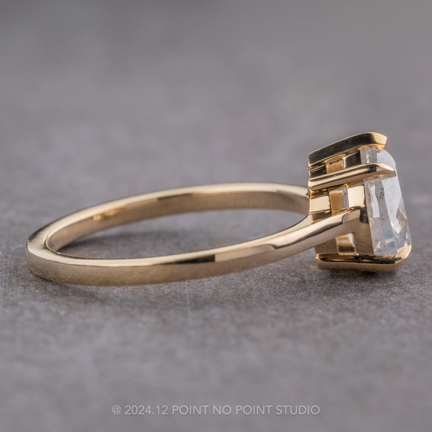 1.87 Carat Icy Grey Pear Diamond Engagement Ring, Lark Setting, 14K Yellow Gold 5 1.87 Carat Icy Grey Pear Diamond Engagement Ring, Lark Setting, 14K Yellow Gold - Image 5