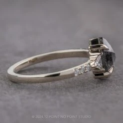 1.64 Carat Black Speckled Hexagon Diamond Engagement Ring, Eliza Setting, Platinum -Point No Point Studio Store 240444 2