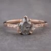 2.04 Carat Salt And Pepper Pear Diamond Engagement Ring, Eliza Setting, 14K Rose Gold
