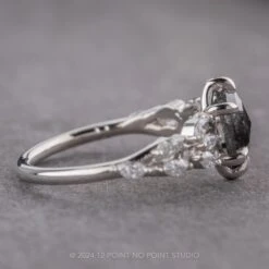 1.49 Carat Black Speckled Hexagon Diamond Engagement Ring, Winnie Setting, Platinum -Point No Point Studio Store 240448 2