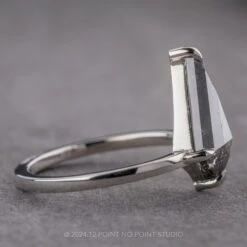 1.81 Carat Black Speckled Kite Diamond Engagement Ring, Jane Setting, Platinum -Point No Point Studio Store 240449 2