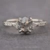 1.21 Carat Salt And Pepper Hexagon Diamond Engagement Ring, Eliza Setting, 14k White Gold