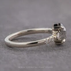 1.21 Carat Salt And Pepper Hexagon Diamond Engagement Ring, Eliza Setting, 14k White Gold -Point No Point Studio Store 240453 2
