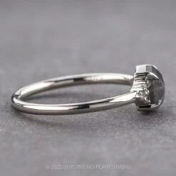 1.30 Carat Black Speckled Hexagon Diamond Engagement Ring, Quinn Setting, 14k White Gold -Point No Point Studio Store 240456 2