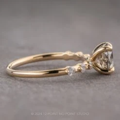 1.34 Carat Black Speckled Oval Diamond Engagement Ring, Nova Setting, 14K Yellow Gold -Point No Point Studio Store 240458 2