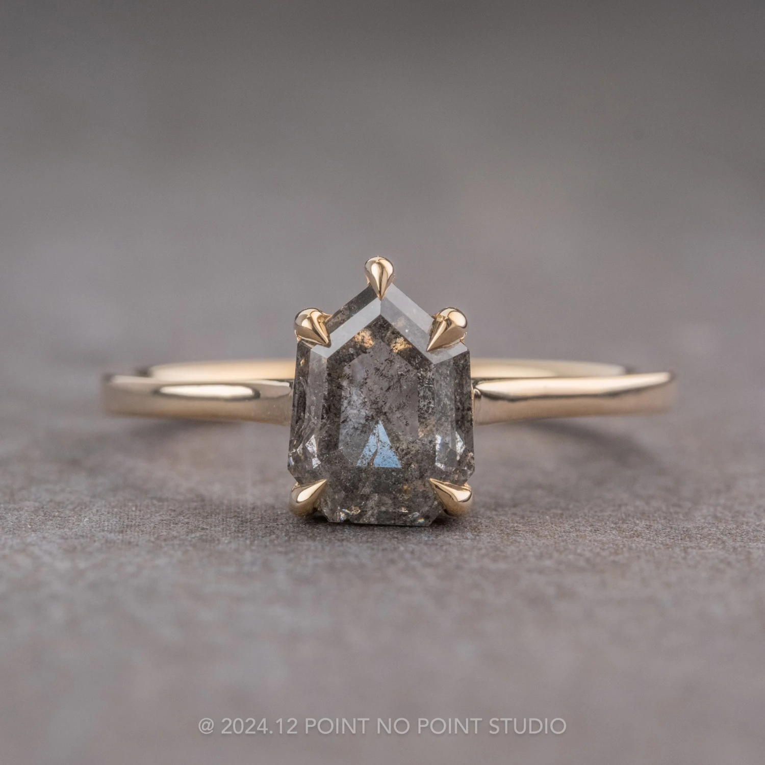 1.72 Carat Salt And Pepper Geometric Diamond Engagement Ring, Lark Setting, 14K Yellow Gold 1 1.72 Carat Salt And Pepper Geometric Diamond Engagement Ring, Lark Setting, 14K Yellow Gold