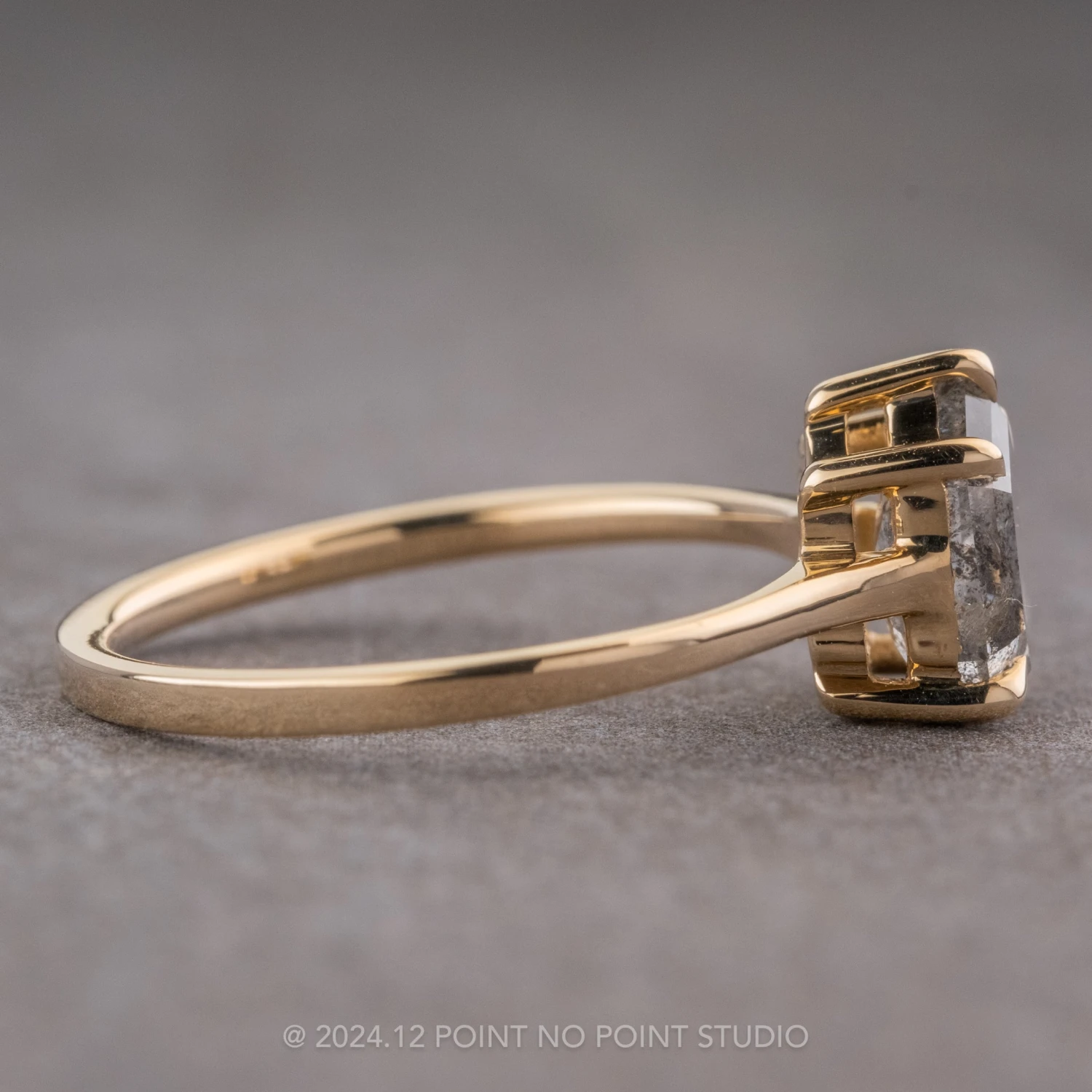1.72 Carat Salt And Pepper Geometric Diamond Engagement Ring, Lark Setting, 14K Yellow Gold 6 1.72 Carat Salt And Pepper Geometric Diamond Engagement Ring, Lark Setting, 14K Yellow Gold - Image 6