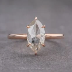 2.41 Carat Icy White Marquise Diamond Engagement Ring, Jane Setting, 14k Rose Gold