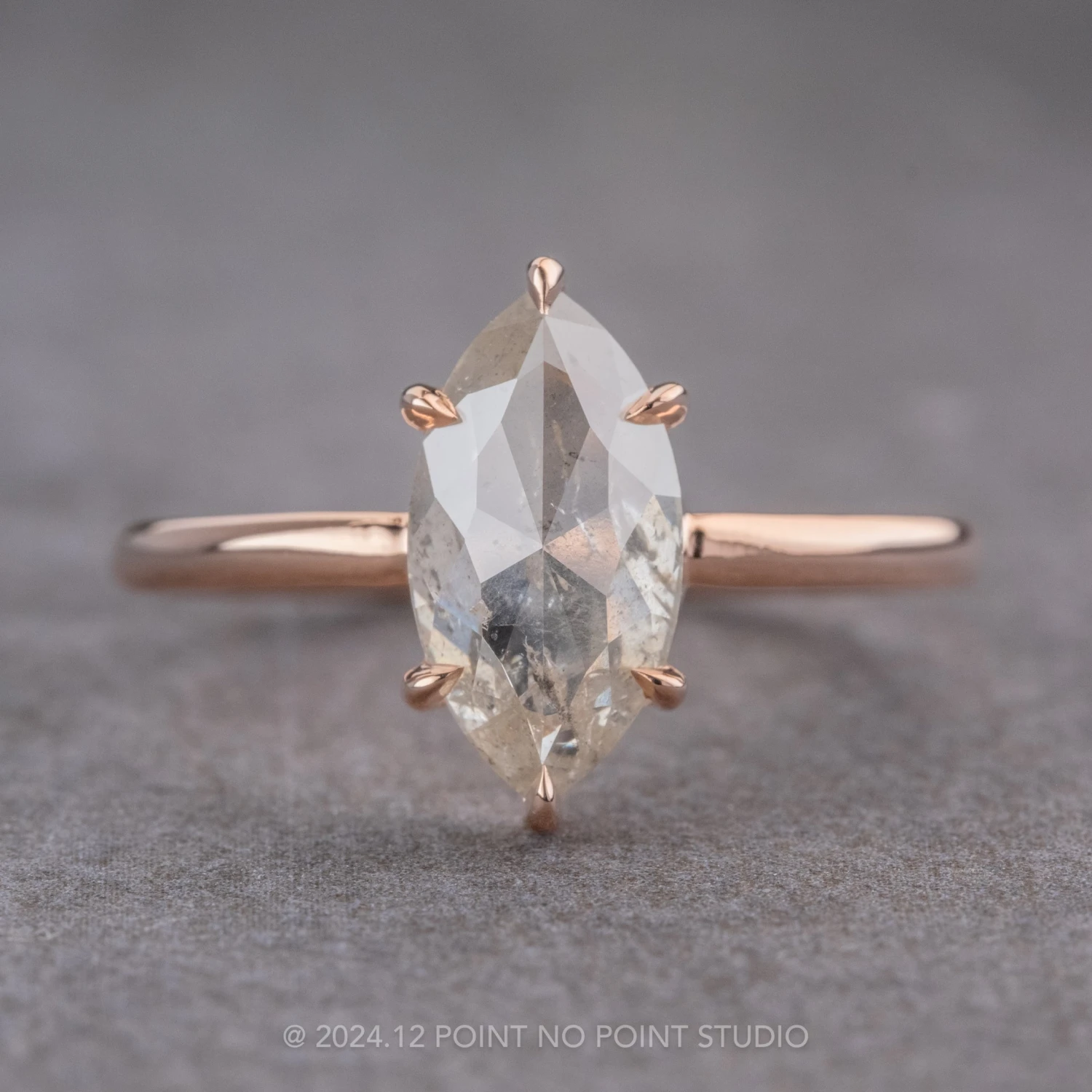 2.41 Carat Icy White Marquise Diamond Engagement Ring, Jane Setting, 14k Rose Gold 1 2.41 Carat Icy White Marquise Diamond Engagement Ring, Jane Setting, 14k Rose Gold