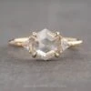 1.27 Carat Icy White Hexagon Diamond Engagement Ring, Zoe Setting, 14K Yellow Gold