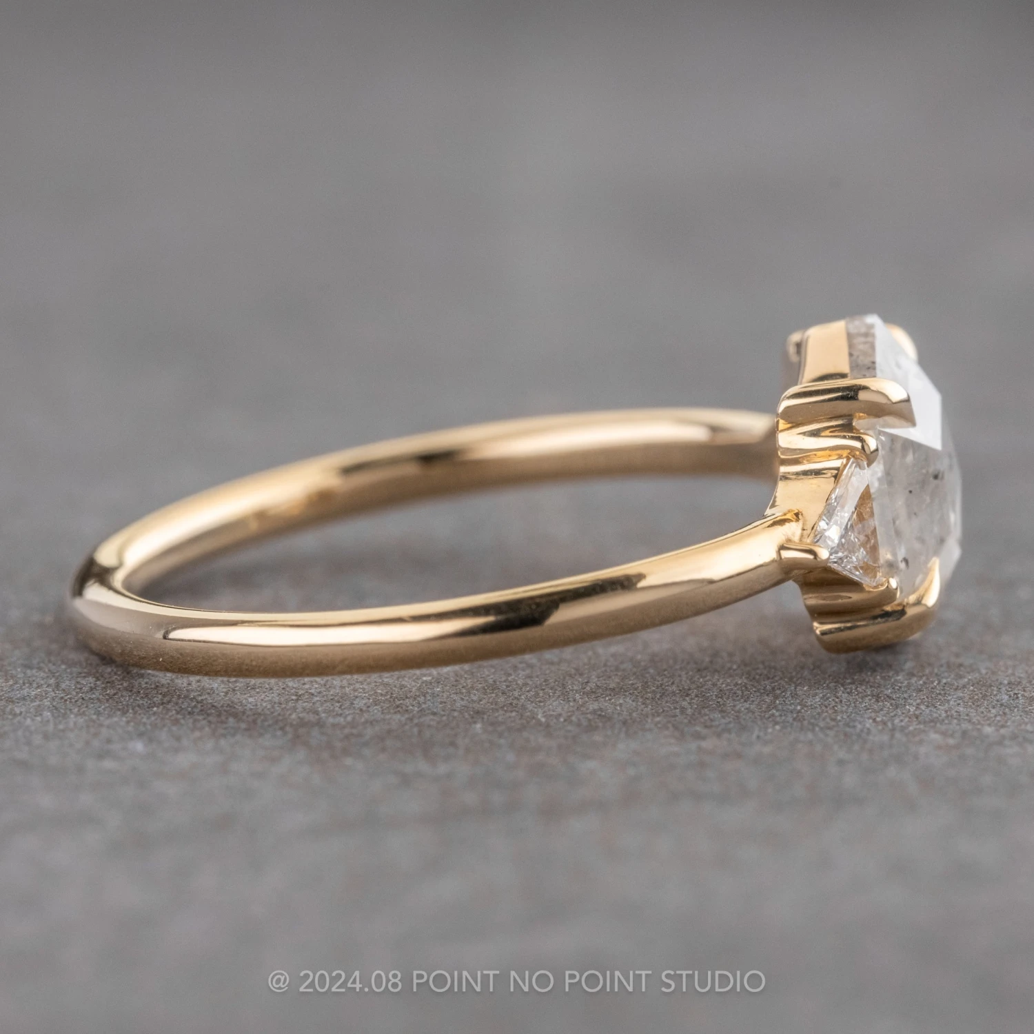 1.27 Carat Icy White Hexagon Diamond Engagement Ring, Zoe Setting, 14K Yellow Gold 4 1.27 Carat Icy White Hexagon Diamond Engagement Ring, Zoe Setting, 14K Yellow Gold - Image 4