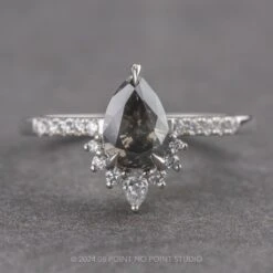 1.22 Carat Fancy Grey Pear Diamond Engagement Ring, Avaline Setting, Platinum