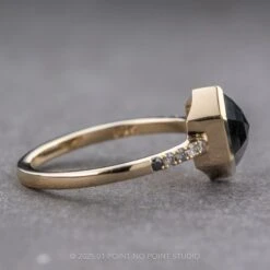 1.83 Carat Black Hexagon Diamond Engagement Ring, Bezel Ombre Jules Setting, 14K Yellow Gold 12 1.83 Carat Black Hexagon Diamond Engagement Ring, Bezel Ombre Jules Setting, 14K Yellow Gold -Point No Point Studio Store 240499 2