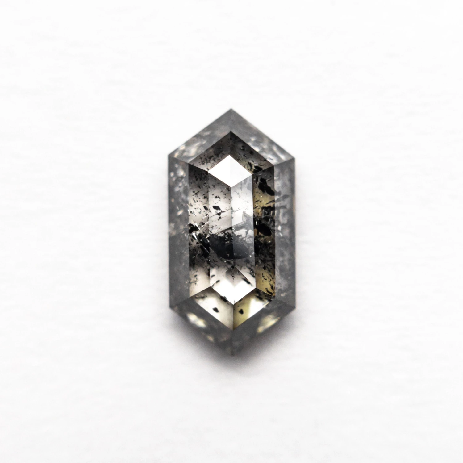 1.36 CARAT BLACK SPECKLED ROSE CUT HEXAGON DIAMOND 1 1.36 CARAT BLACK SPECKLED ROSE CUT HEXAGON DIAMOND