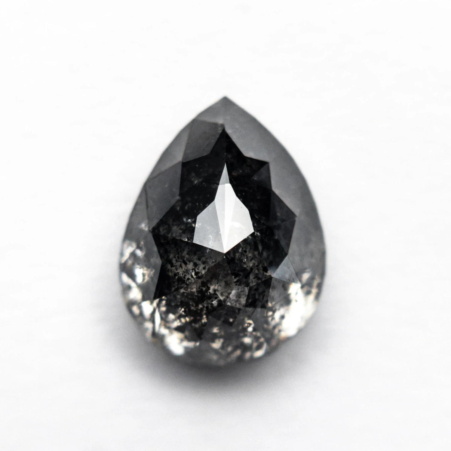 1.93 CARAT BLACK SPECKLED DOUBLE CUT PEAR DIAMOND 1 1.93 CARAT BLACK SPECKLED DOUBLE CUT PEAR DIAMOND