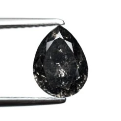 1.93 CARAT BLACK SPECKLED DOUBLE CUT PEAR DIAMOND 7 1.93 CARAT BLACK SPECKLED DOUBLE CUT PEAR DIAMOND -Point No Point Studio Store 24503 031.93ct8.55x6.51x4.53mmPearDoubleCut4