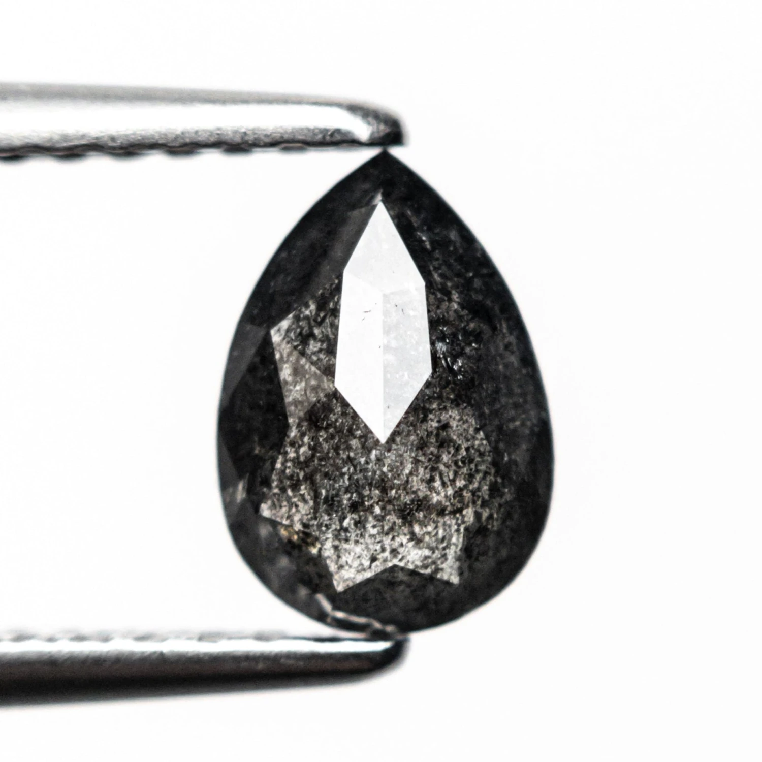 .79 CARAT BLACK SPECKLED ROSE CUT PEAR DIAMOND 2 .79 CARAT BLACK SPECKLED ROSE CUT PEAR DIAMOND - Image 2