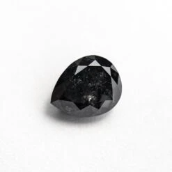 1.29 CARAT BLACK SPECKLED DOUBLE CUT PEAR DIAMOND -Point No Point Studio Store 24534 141.29ct7.39x5.96x3.72mmPearDoubleCut3