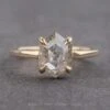 1.52 Carat Icy Salt And Pepper Hexagon Diamond Engagement Ring, Jane Setting, 14k Yellow Gold