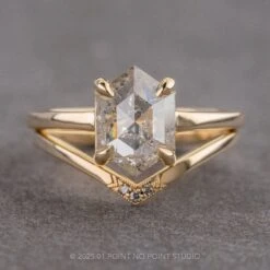 1.52 Carat Icy Salt And Pepper Hexagon Diamond Engagement Ring, Jane Setting, 14k Yellow Gold -Point No Point Studio Store 250013 3 5827c9de 99bd 4439 a411 11d6fb321e52