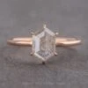 1.91 Carat Icy White Hexagon Diamond Engagement Ring, Jane Setting, 14k Rose Gold
