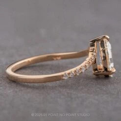 1.16 Carat Clear Geo Pear Diamond Engagement Ring, Aziza Setting, 14K Peach Gold -Point No Point Studio Store 250016 2