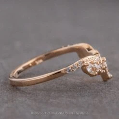 Marquise Diamond Wedding Band, Aziza Setting, 14k Peach Gold 21 Marquise Diamond Wedding Band, Aziza Setting, 14k Peach Gold -Point No Point Studio Store 250016WB 2