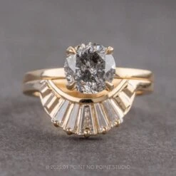 Baguette Diamond Wedding Band, Solana Setting, 14K Yellow Gold -Point No Point Studio Store 250017 3