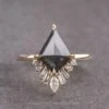 2.10 Carat Black Speckled Kite Diamond Engagement Ring, Wren Setting, 14K Yellow Gold