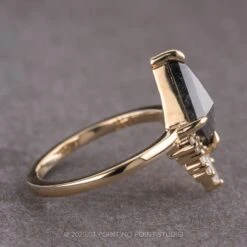 2.10 Carat Black Speckled Kite Diamond Engagement Ring, Wren Setting, 14K Yellow Gold -Point No Point Studio Store 250025 2