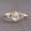 1.51 Carat Icy White Hexagon Diamond Engagement Ring, Dahlia Setting, 14K Yellow Gold