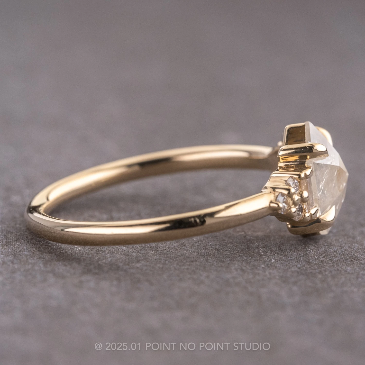 1.51 Carat Icy White Hexagon Diamond Engagement Ring, Dahlia Setting, 14K Yellow Gold 6 1.51 Carat Icy White Hexagon Diamond Engagement Ring, Dahlia Setting, 14K Yellow Gold - Image 6