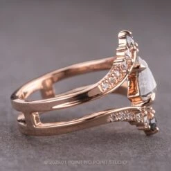1.31 Carat Icy Salt And Pepper Kite Diamond Engagement Ring, Empress Setting, 14K Rose Gold -Point No Point Studio Store 250031 2