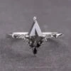 1.16 Carat Black Speckled Kite Diamond Engagement Ring, Ombre Avaline Setting, Platinum