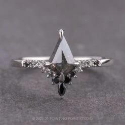 1.16 Carat Black Speckled Kite Diamond Engagement Ring, Ombre Avaline Setting, Platinum