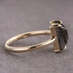2.85 Carat Black Speckled Emerald Diamond Engagement Ring, Jane Setting, 14k Yellow Gold -Point No Point Studio Store 250039 2