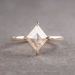 1.54 Carat Icy White Lozenge Diamond Engagement Ring, Jane Setting, 14k Peach Gold