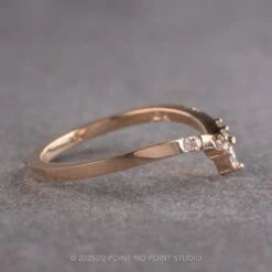 Marquise Diamond Wedding Band, Flora Setting, 14K Peach Gold 9 Marquise Diamond Wedding Band, Flora Setting, 14K Peach Gold -Point No Point Studio Store 250044WB 2