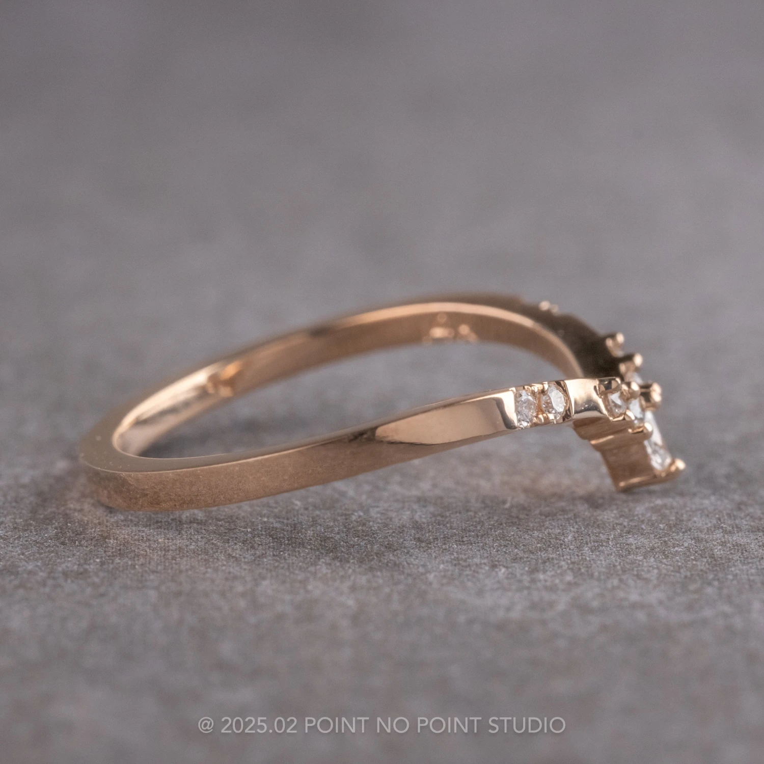 Marquise Diamond Wedding Band, Flora Setting, 14K Peach Gold 5 Marquise Diamond Wedding Band, Flora Setting, 14K Peach Gold - Image 5