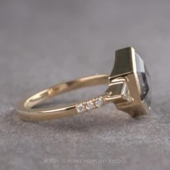 2.50 Carat Black Speckled Hexagon Diamond Engagement Ring, Bezel Eliza Setting, 14k Yellow Gold -Point No Point Studio Store 250047 2