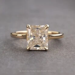 2.20 Carat Radiant Moissanite Engagement Ring, Lark Setting, 14k Yellow Gold