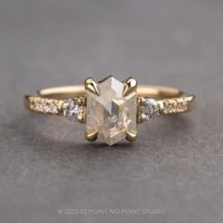1.03 Carat Icy White Hexagon Diamond Engagement Ring, Eliza Setting, 14K Yellow Gold